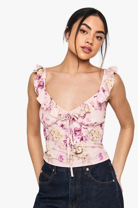 Woven Ruffle Shoulder Top | boohoo USA Woven Ruffle Shoulder Top | boohoo USA